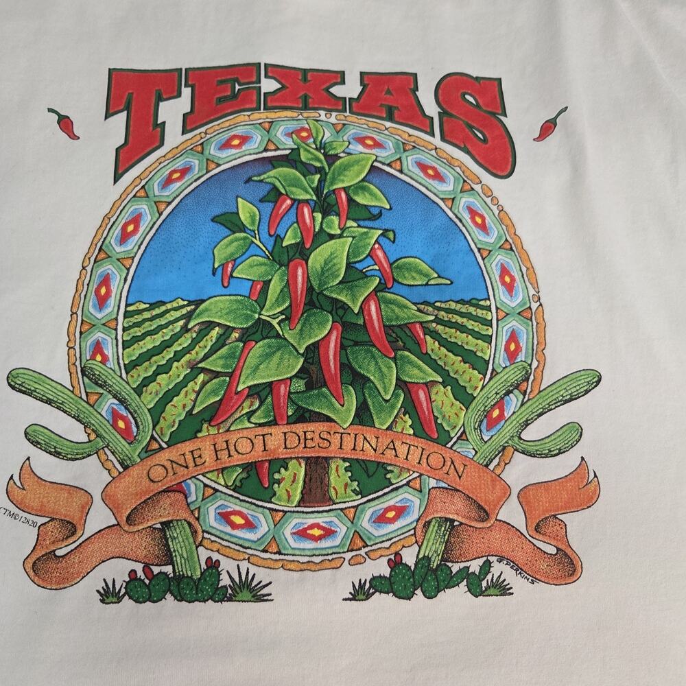 Vintage 90s‎ Texas Chili Pepper T-Shirt XL White